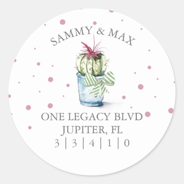 Cute Cactus Return Address Envelope Seal (Front)