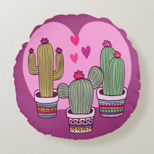 cute Cactus Round Cushion