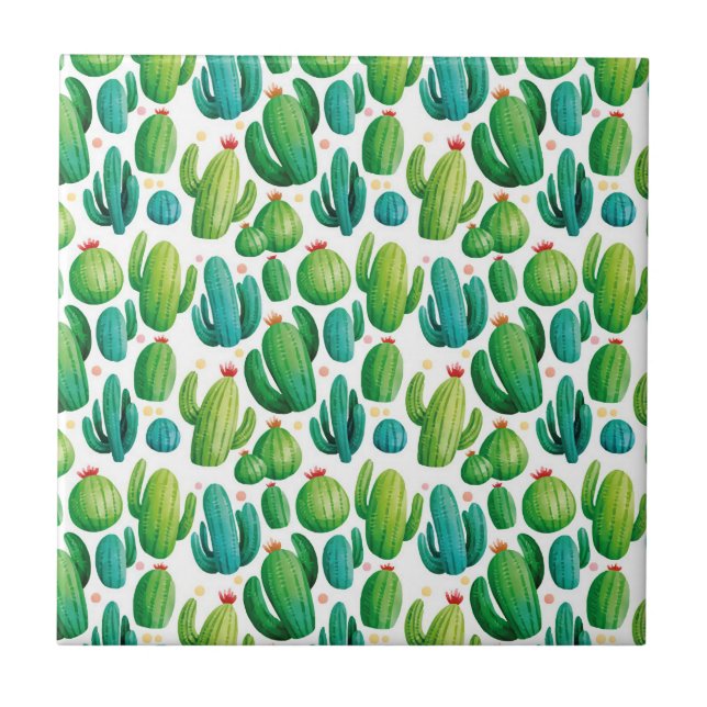 Cute Cactus Seamless Pattern Tile (Front)