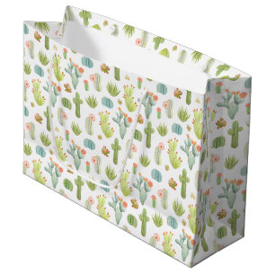 Cute Cactus Standing Pattern Large Gift Bag