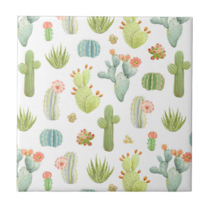 Cute Cactus Standing Pattern Tile