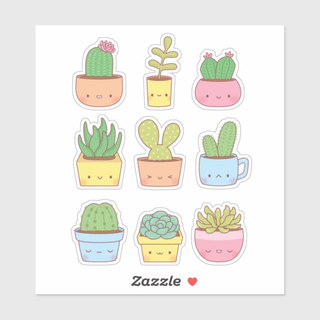 Cute Cactus Succulent Plant Doodles Collection (Sheet)