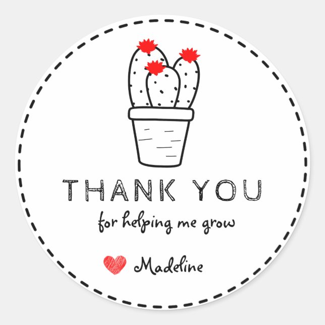 Cute Cactus Thank You Congratulations Welcome Classic Round Sticker (Front)