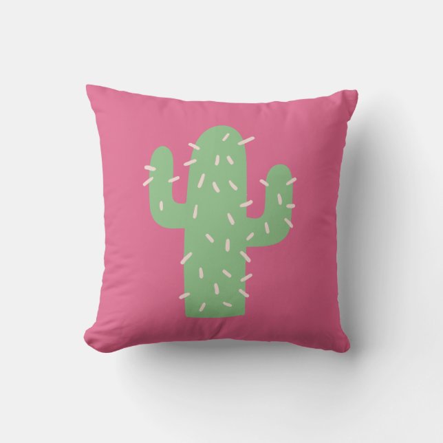 Cute Cactus Throw Pillow (Front)