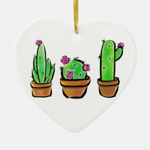 Cute Cactus Trio Illustration Ceramic Tree Decoration