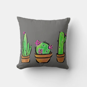Cute Cactus Trio Illustration Cushion