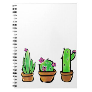 Cute Cactus Trio Illustration Notebook