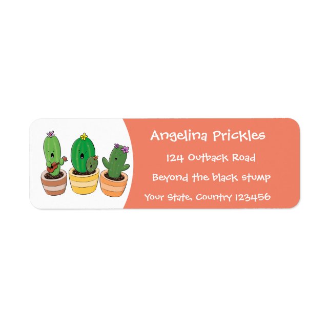 Cute cactus trio singing cartoon illustration (Front)