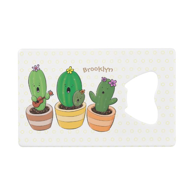 Cute cactus trio singing cartoon illustration (Front (Horizontal))