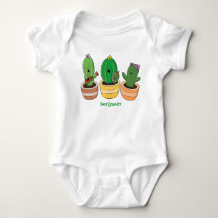Cute cactus trio singing cartoon illustration baby bodysuit