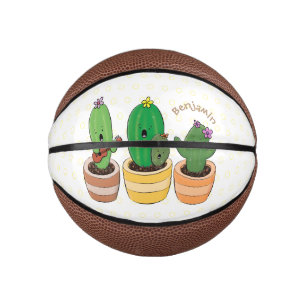 Cute cactus trio singing cartoon illustration mini basketball