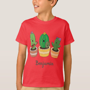 Cute cactus trio singing cartoon illustration T-Shirt