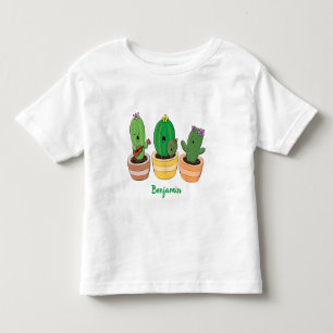 Cute cactus trio singing cartoon illustration toddler T-Shirt