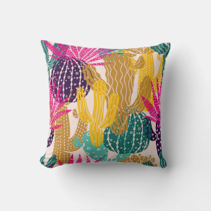 Cute Cactus Vintage Seamless Illustration. Cushion