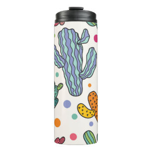 Cute Cactus Vintage Seamless Pattern Thermal Tumbler