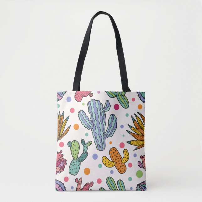 Cute Cactus Vintage Seamless Pattern Tote Bag (Front)