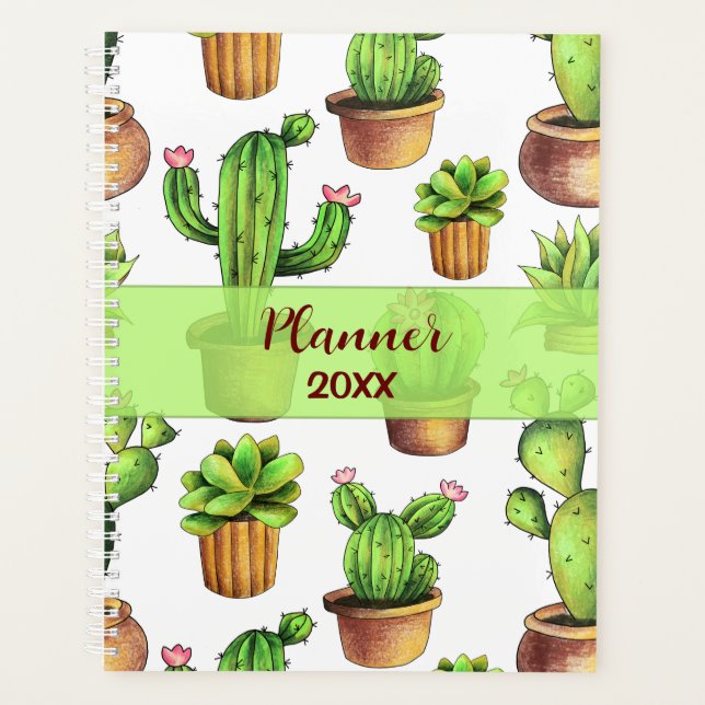 Cute Cactus Watercolor Planner (Front)