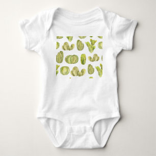 Cute Cactus, Watercolor Seamless Decor. Baby Bodysuit