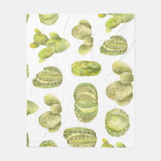 Cute Cactus, Watercolor Seamless Decor. Fleece Blanket