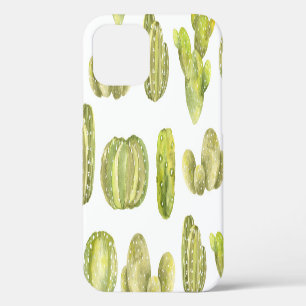 Cute Cactus, Watercolor Seamless Decor. iPhone 12 Case
