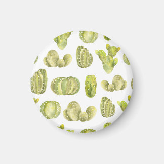 Cute Cactus, Watercolor Seamless Decor. Magnet