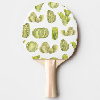 Cute Cactus, Watercolor Seamless Decor. Ping Pong Paddle