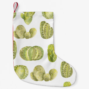 Cute Cactus, Watercolor Seamless Decor. Small Christmas Stocking
