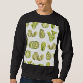 Cute Cactus, Watercolor Seamless Decor. Sweatshirt
