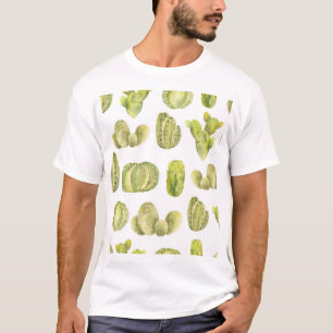 Cute Cactus, Watercolor Seamless Decor. T-Shirt