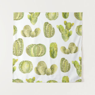 Cute Cactus, Watercolor Seamless Decor. Tapestry