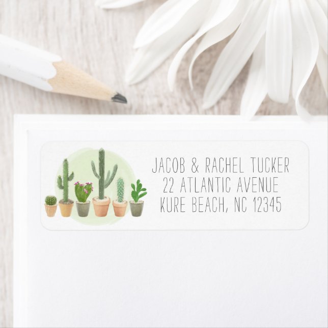 Cute Cactus Watercolor Succulent Pots Label (Insitu)
