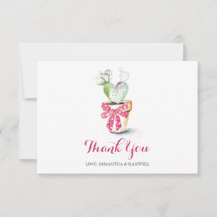 Cute Cactus Watercolor Valentine's Thank You Card
