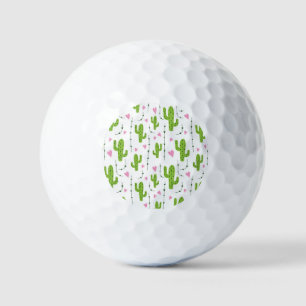 Cute cactus with hearts in green golf balls