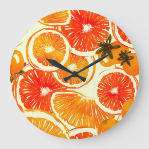 Cute Cactuses: Colourful Seamless Pattern Large Clock