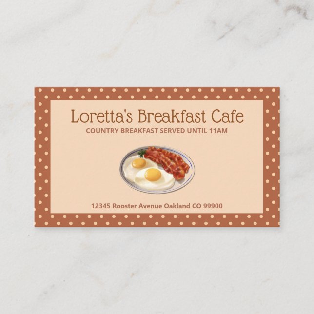 Cute Cafe Restaurant Food Polka Dot Business Card (Front)