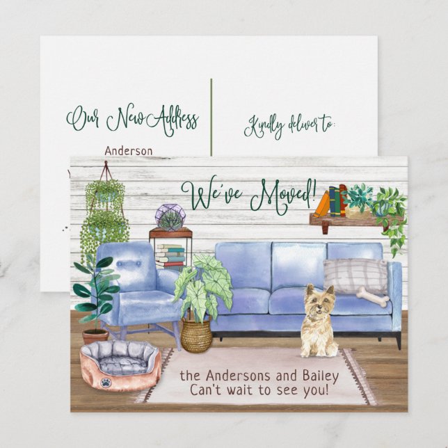 Cute Cairn Terrier Cosy New Home Moving         Announcement Postcard (Front/Back)