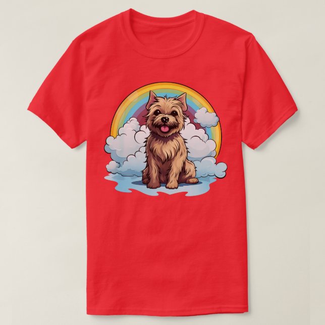 Cute Cairn Terrier Rainbow Cloud Kawaii Dog Happy  T-Shirt (Design Front)