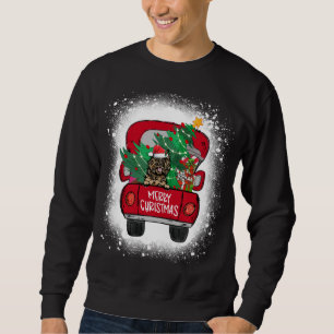 Cute Cairn Terrier Red Truck Merry Christmas Bleac Sweatshirt