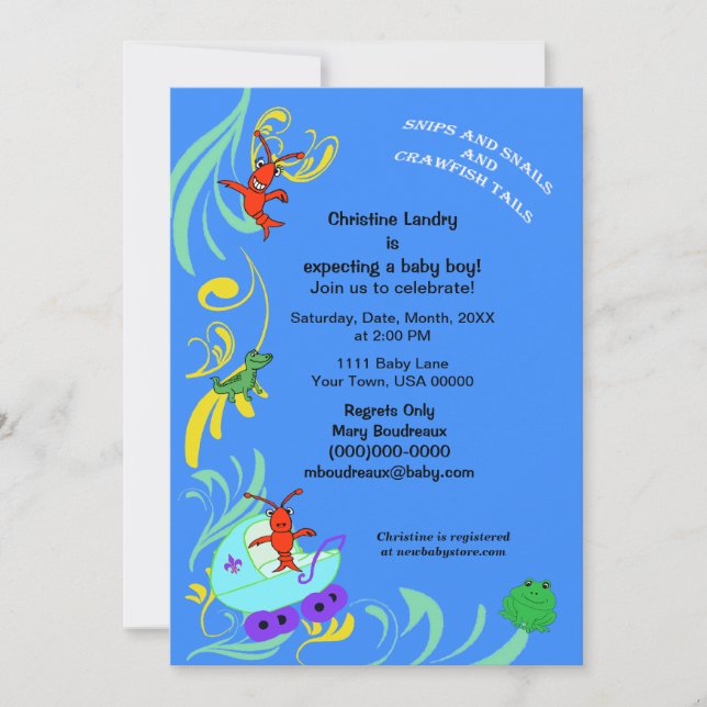 Cute Cajun Critters It's a Boy Baby Shower Invitation (Front)