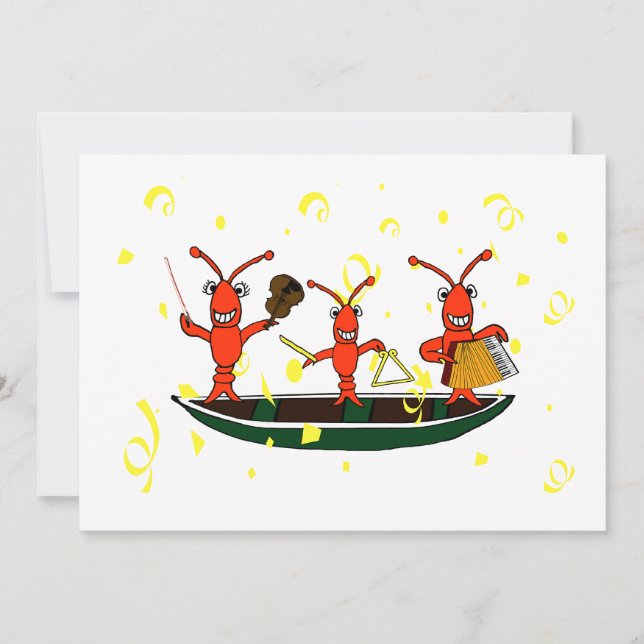 Cute Cajun Music Crawfish Party Invitations (Front)