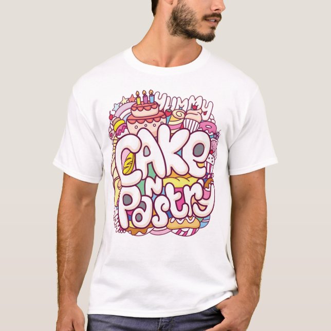 Cute cake and pastry doodle T-Shirt (Front)