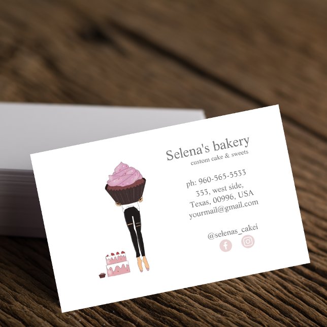 cute, cake, bakery business card (Creator Uploaded)