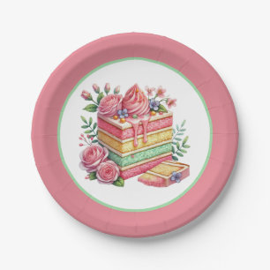 Cute cake bakery party paper plate