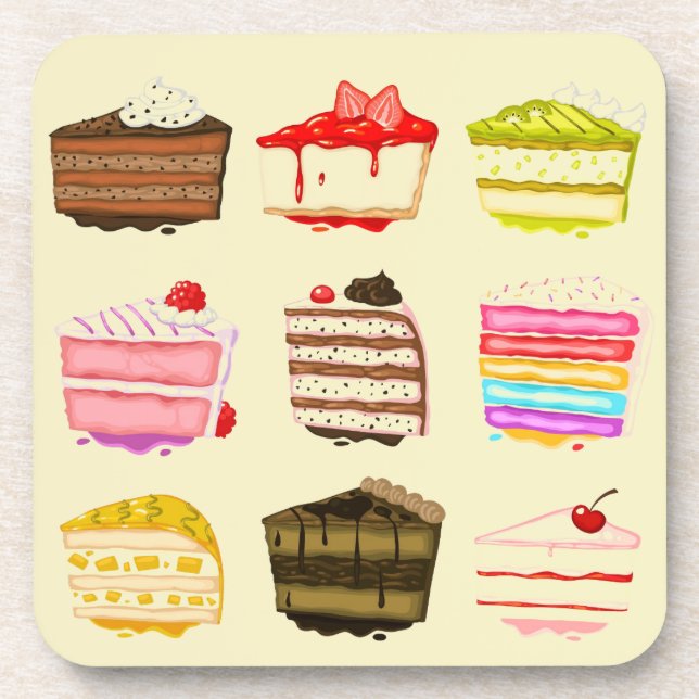 Cute cake birthday cake with colourful cream coaster (Front)