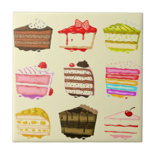 Cute cake birthday cake with colourful cream tile