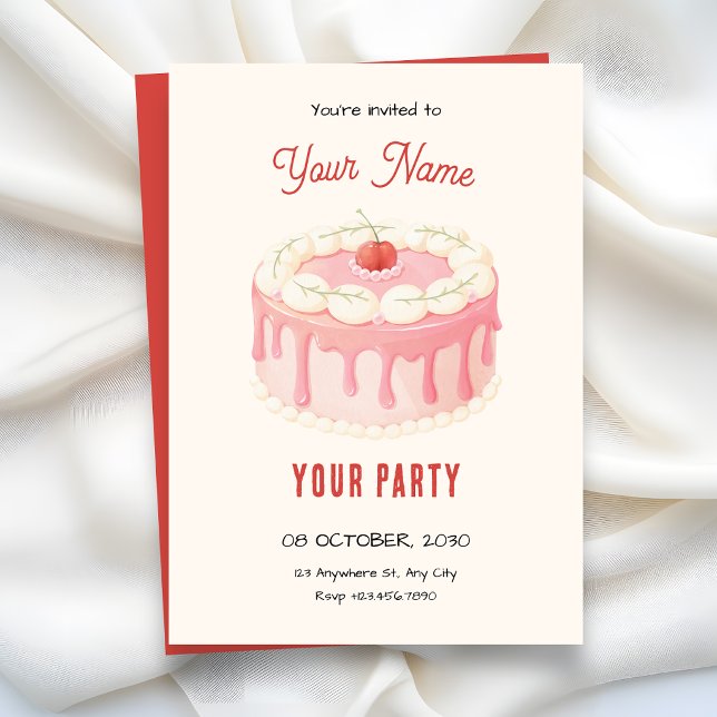 Cute cake cherry invitation (Creator Uploaded)