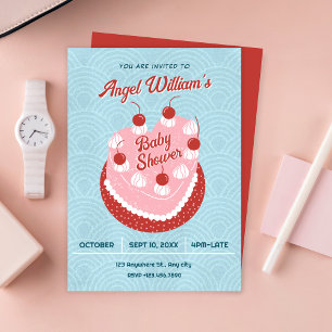 Cute cake heart baby shower invitation