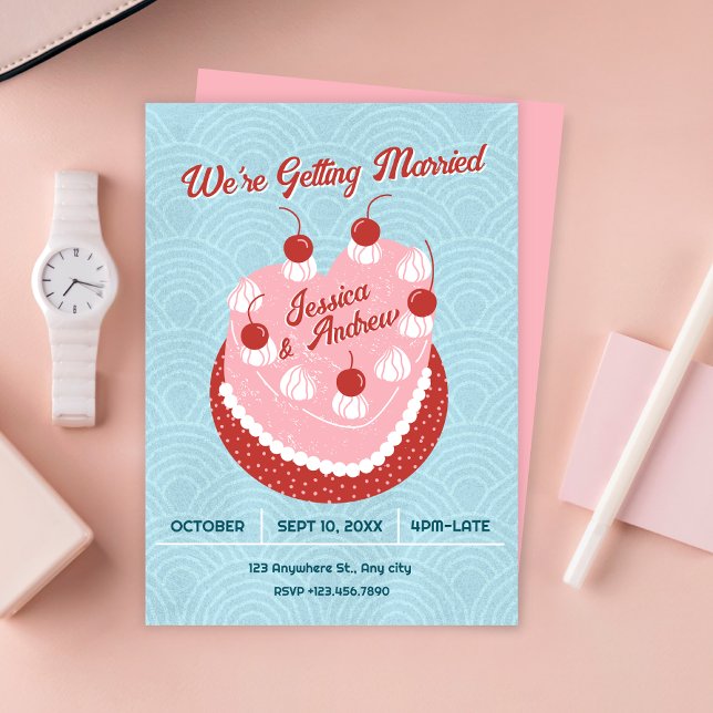 Cute cake heart wedding invitation (Creator Uploaded)