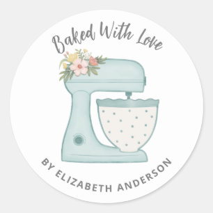 Cute Cake Mixer Baked With Love Classic Round Sticker