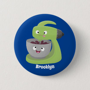 Cute cake mixer kitchen appliance cartoon 6 cm round badge